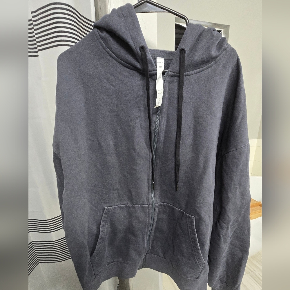 Men's Charcoal Gray Full-Zip Hoodie Jacket